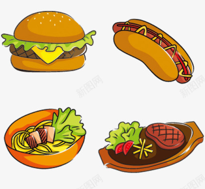 西餐汉堡包面条图标图图标