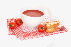 红色番茄汤碗里的番茄汤高清图片