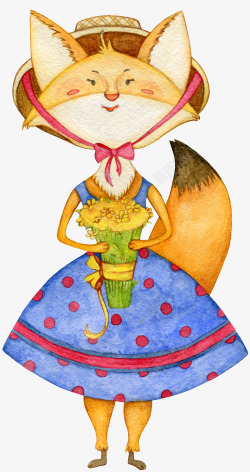 卡通版戴围巾的小狐狸素材