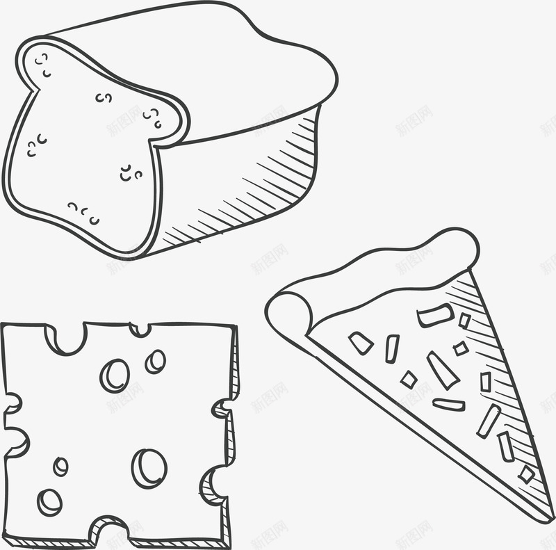 披萨面包png免抠素材_新图网 https://ixintu.com 手绘图案 简笔画 西餐店 面包