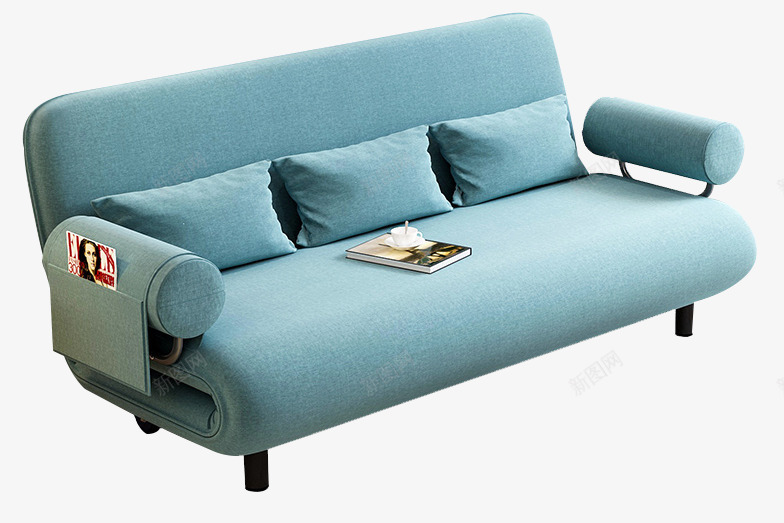 宜家家具沙发床可折叠png免抠素材_新图网 https://ixintu.com 双人 可折叠 宜家家具 客厅 小户型 沙发床 蓝色