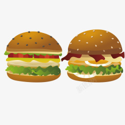 两个汉堡矢量图素材