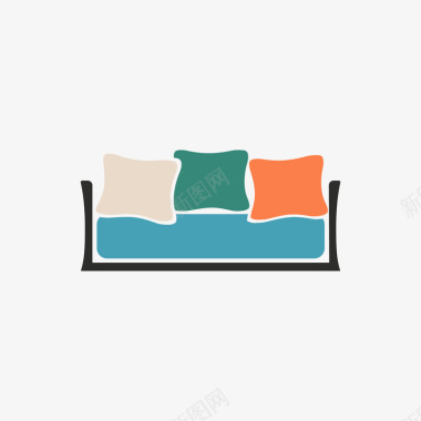 彩色扁平化圆角沙发元素矢量图图标图标