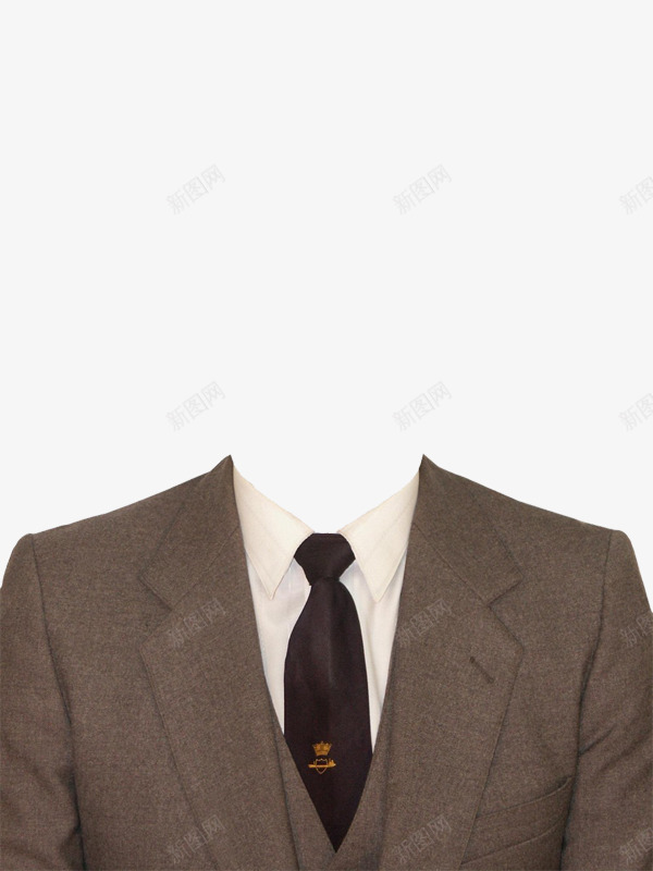 黑领带棕色西装png免抠素材_新图网 https://ixintu.com 产品实物 棕色 男装 西装 黑棕
