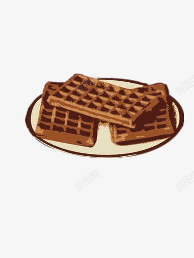 华夫饼png免抠素材_新图网 https://ixintu.com waffle 巧克力华夫饼 盘子 西餐