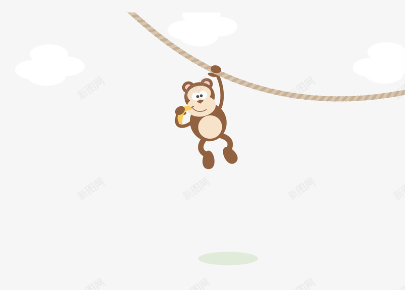 卡通猴子png免抠素材_新图网 https://ixintu.com 卡通猴子 玩耍猴子 矢量猴子 绳子