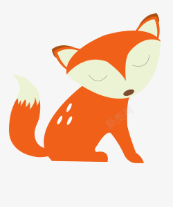 可爱的橘色卡通小狐狸素材