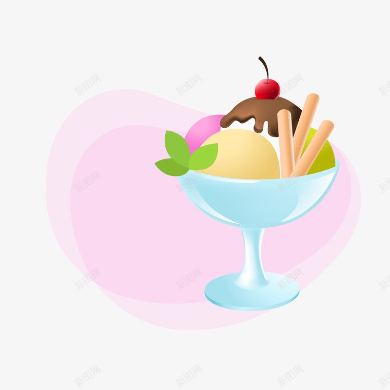 彩色卡通冰淇淋png免抠素材_新图网 https://ixintu.com 卡通冰淇淋 彩色冰淇淋 文案背景 背景装饰