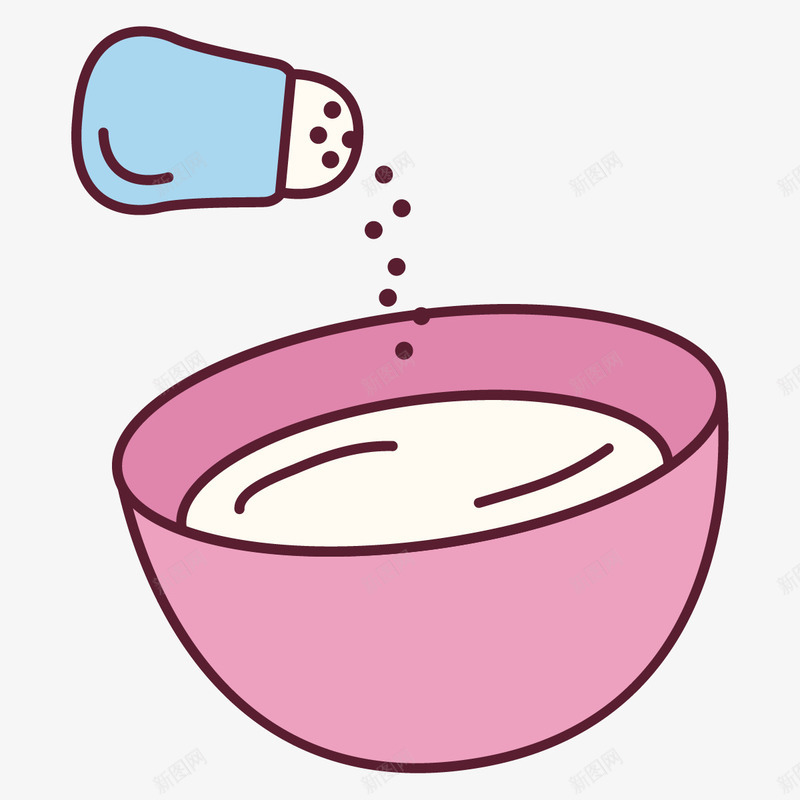 卡通糖与粉色的碗png免抠素材_新图网 https://ixintu.com 制作流程 勺子 卡通 搅拌 甜品 碗 粉色 美食制作