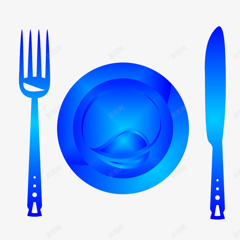 蓝色刀叉图案png免抠素材_新图网 https://ixintu.com 刀子 叉子 干净 盘子 蓝色 餐具