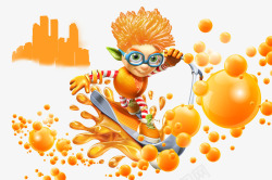 运动服男孩橙汁广告高清图片