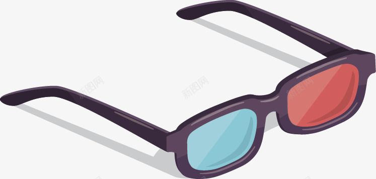 手绘3D眼镜png免抠素材_新图网 https://ixintu.com 3D 卡通 手绘 眼镜