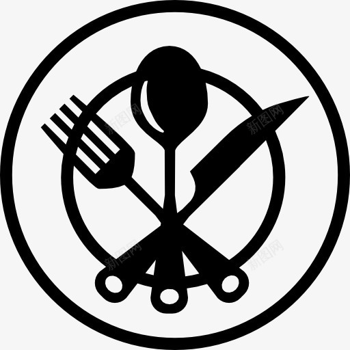 餐具在盘子图标png_新图网 https://ixintu.com 刀 勺子 厨房包 叉 套 工具 工具和器具 板 餐具 餐厅
