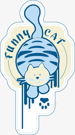 猫咪脚印蓝色卡通猫咪和脚印矢量图高清图片