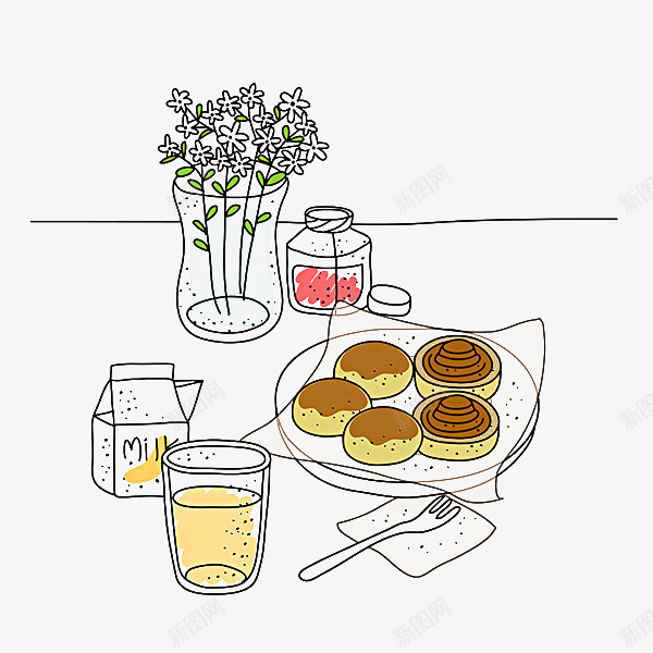甜饼干的插图png免抠素材_新图网 https://ixintu.com 植物 餐具 饮料 饼干