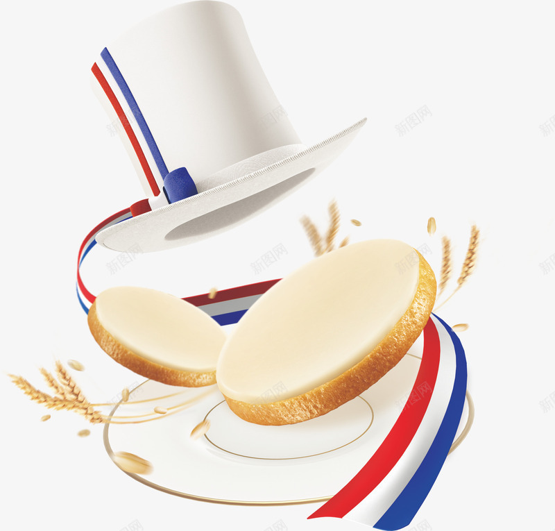创意饼干png免抠素材_新图网 https://ixintu.com 夹心饼 奶油饼干 小麦饼干 帽子饼 白色帽子