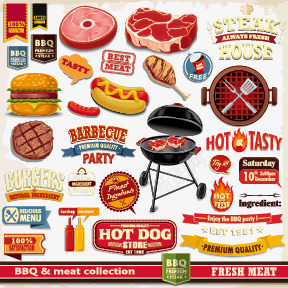 烤肉标签烤肉标签烧矢量图图标图标
