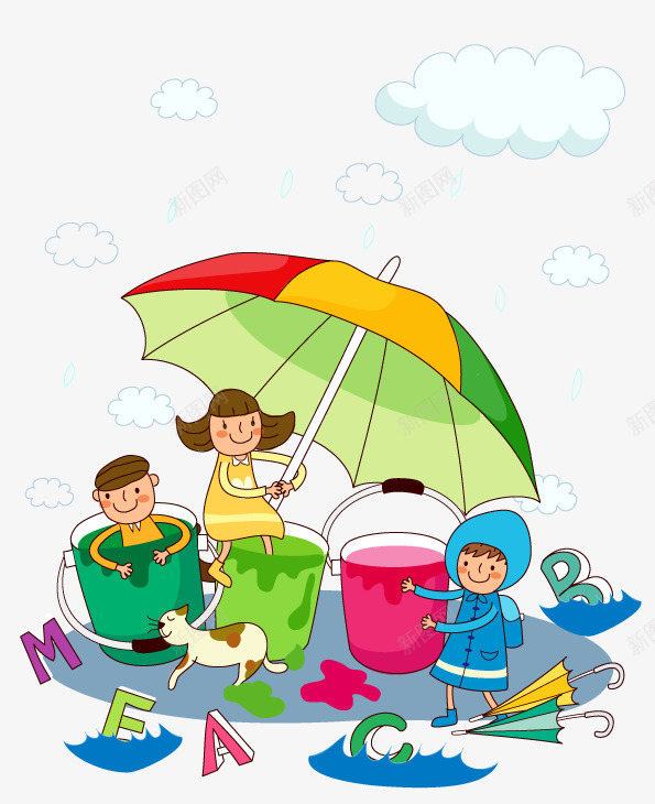 一家人撑伞图标png_新图网 https://ixintu.com 一家人 免抠素材 图标 天气 天气图标 天气预报 矢量图标 矢量素材 雨伞