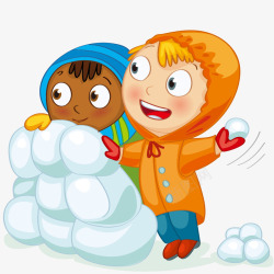 蓝色雪球打雪仗的儿童高清图片