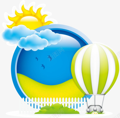 夏季元素阳光热气球图标图标