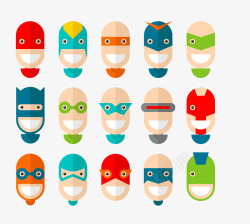 彩色十五款眼镜超人脸谱矢量图素材