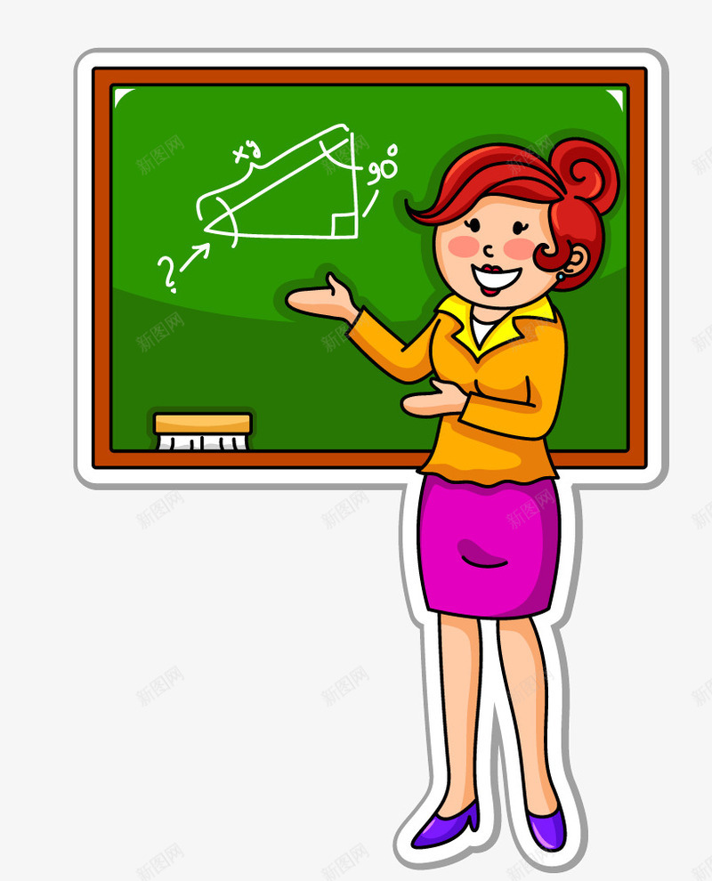 卡通老师png免抠素材_新图网 https://ixintu.com 学生 教师 校园 课堂 黑板