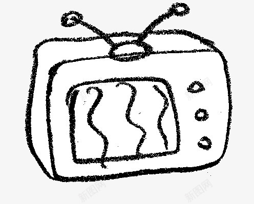 卡通简约手绘电视机图标png_新图网 https://ixintu.com 免费手绘素材 手绘 手绘电视机