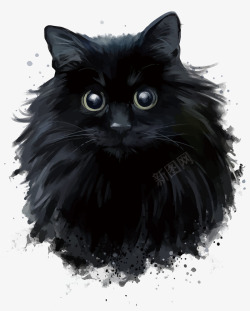 黑猫图水彩黑色的猫矢量图高清图片