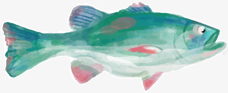 绿色水彩大海海鱼png免抠素材_新图网 https://ixintu.com 6月8号 世界海洋日 大海 大海海鱼 深海鱼 绿色海鱼 自然