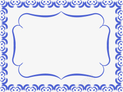 蓝色花纹方形边框元素素材