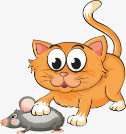 抓老鼠的黑猫卡通可爱的猫抓老鼠矢量图高清图片