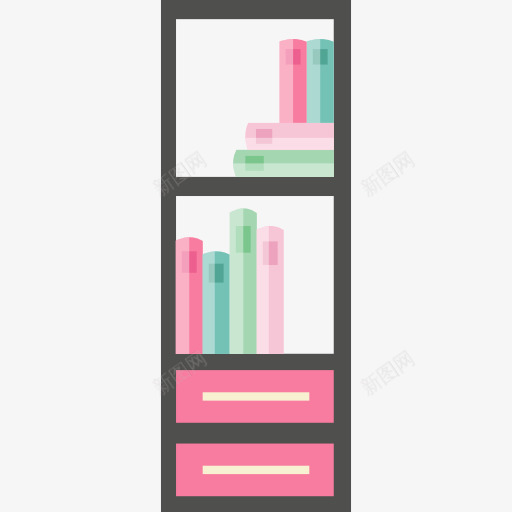 书柜图标png_新图网 https://ixintu.com 书架 书柜 仓储 图书馆 家具