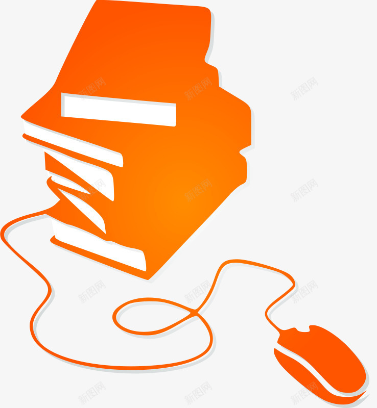 橘红色的书和鼠标png免抠素材_新图网 https://ixintu.com 书 橘红色 橘色书 鼠标