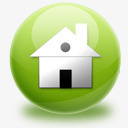 绿色回家房子球形图标集图标