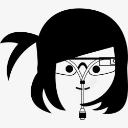 年轻的谷歌眼镜女孩用谷歌眼镜图标高清图片