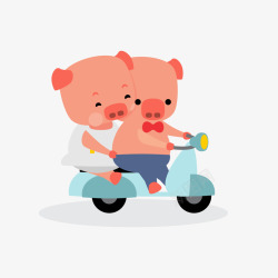 骑摩托小猪矢量图素材