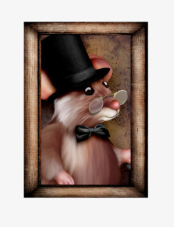 画框蝴蝶结背景相框里的老鼠高清图片