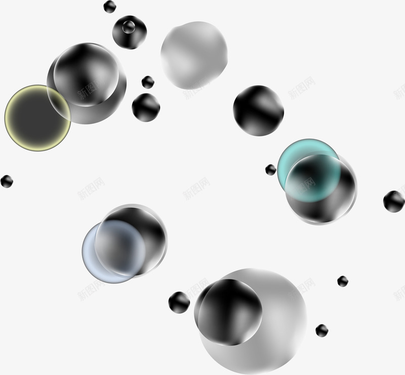 黑色圆形漂浮装饰球形png免抠素材_新图网 https://ixintu.com 圆形 漂浮 球形 装饰 黑色