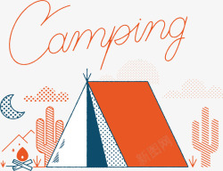 橘色帐篷橘色帐篷夏令营海报矢量图高清图片