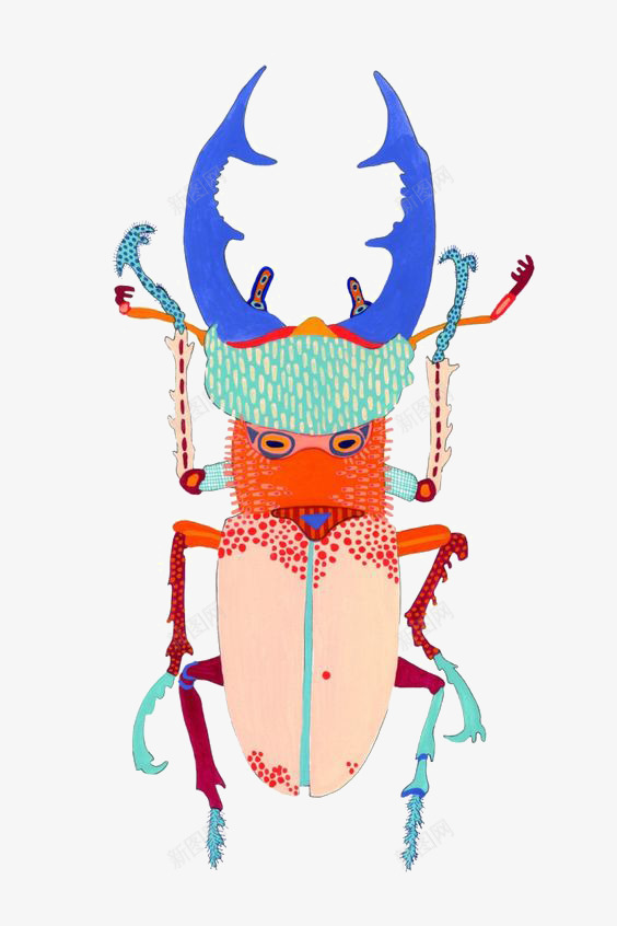 彩色甲壳虫png免抠素材_新图网 https://ixintu.com 创意 卡通 手绘 插画 昆虫 甲壳虫
