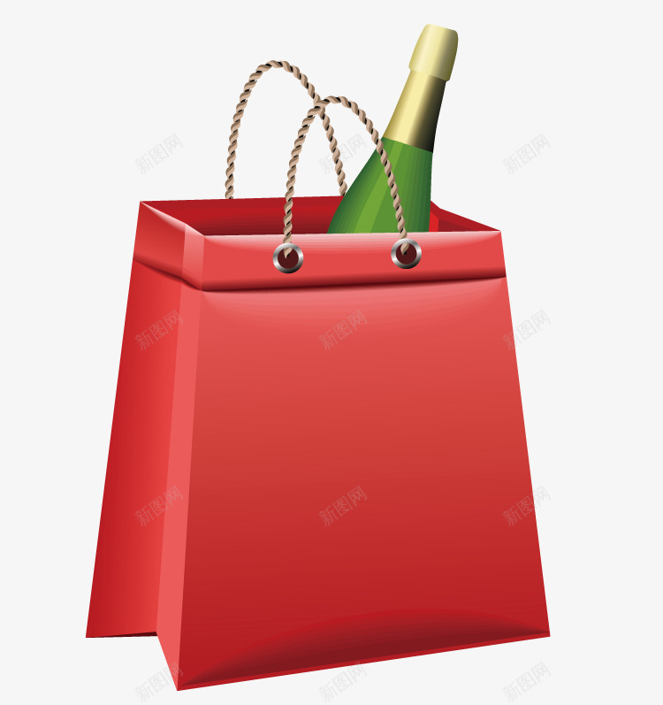 装酒的手提袋png免抠素材_新图网 https://ixintu.com 手提袋 红色 购物纸质手提袋 酒瓶子