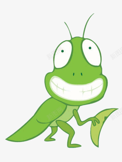 咧嘴笑的蟑螂png免抠素材_新图网 https://ixintu.com 卡通 大白牙 昆虫 绿色