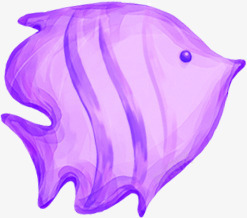 手绘卡通紫色热带鱼造型素材