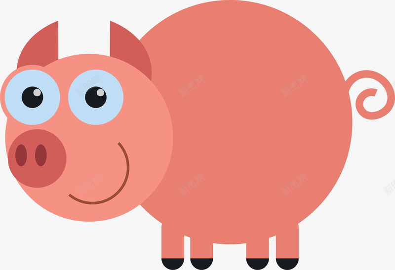 卡通粉色小猪png免抠素材_新图网 https://ixintu.com 动物 卡通 可爱 扁平化 矢量图案 粉色小猪