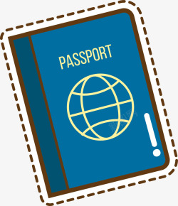 蓝色通行证护照贴纸素材
