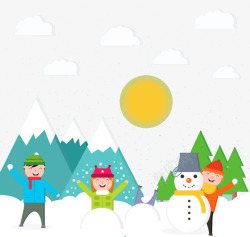 儿童游戏雪地景观背景素材