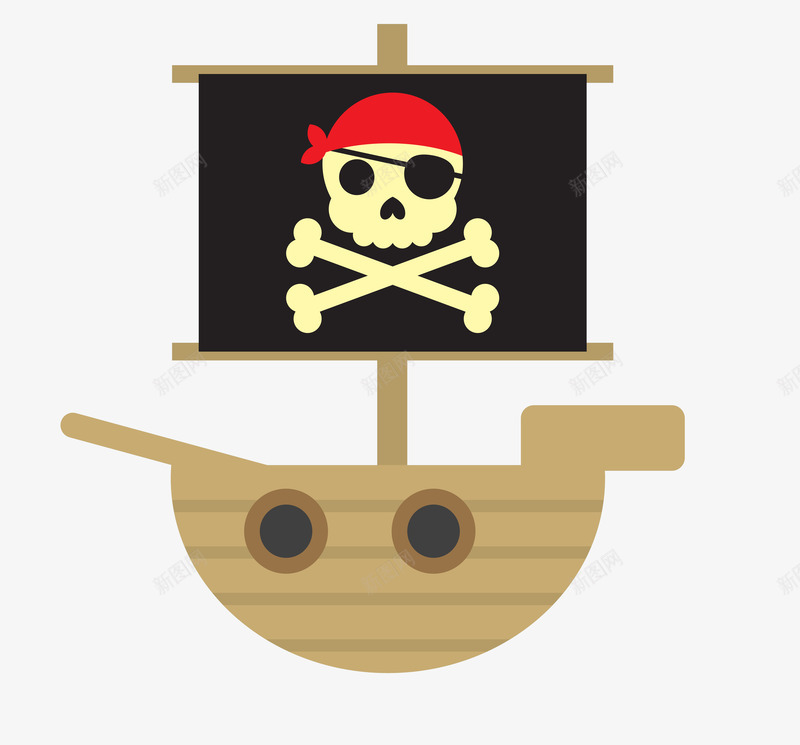 海上海盗船png免抠素材_新图网 https://ixintu.com 大海 手绘 海上海盗 海盗船 海贼