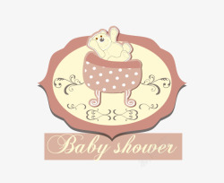 婴儿淋浴徽章婴儿床高清图片