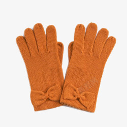 橘色蝴蝶结毛线手套素材