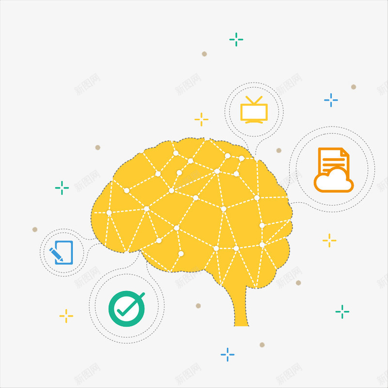 创意大脑png免抠素材_新图网 https://ixintu.com 创意 卡通 商务 大脑 对话 手绘 橘色 水彩 脑袋